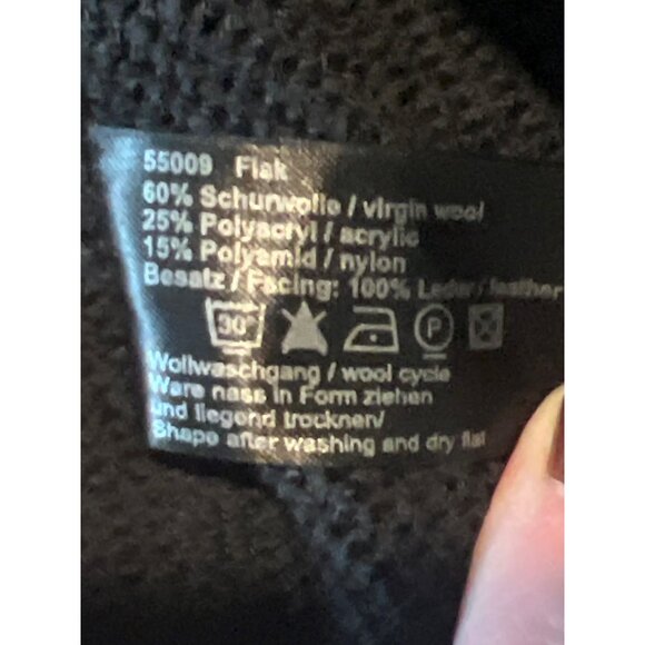 Annette Görtz XL Black Knit Wool Blend Cardigan With Leather Trim - Picture 6 of 9